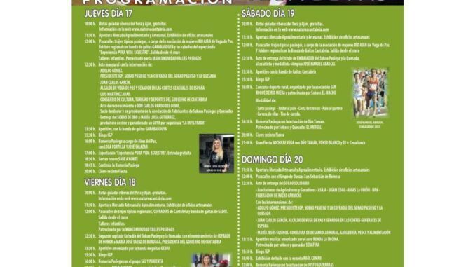 Del jueves 17 al domingo 20 de abril Fiesta del Sobao y la Quesada en Vega de Pas