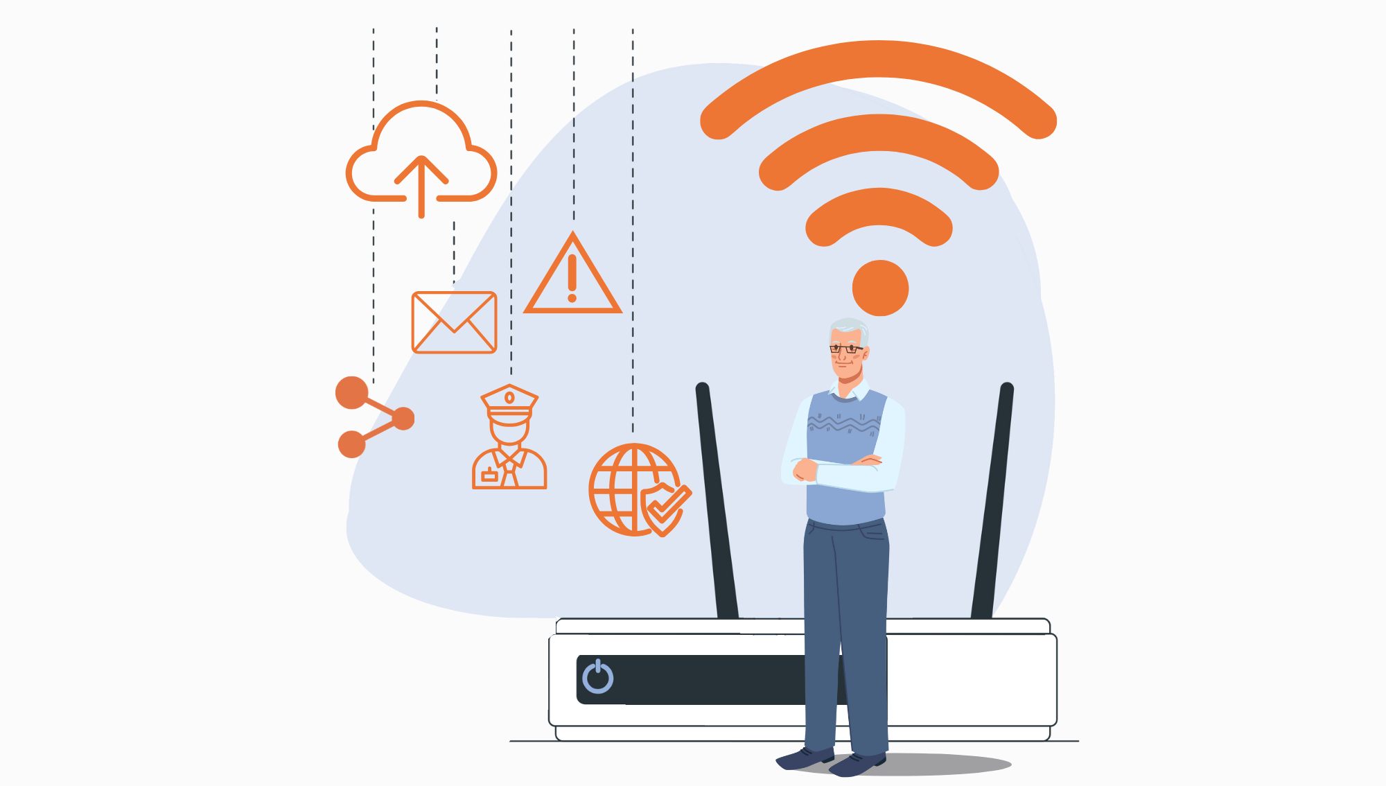 Hombre junto a router