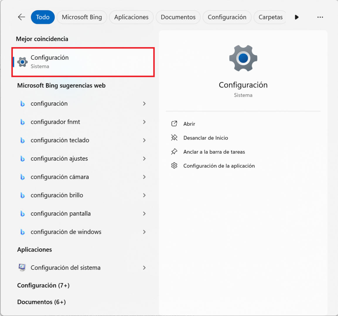 Configuración