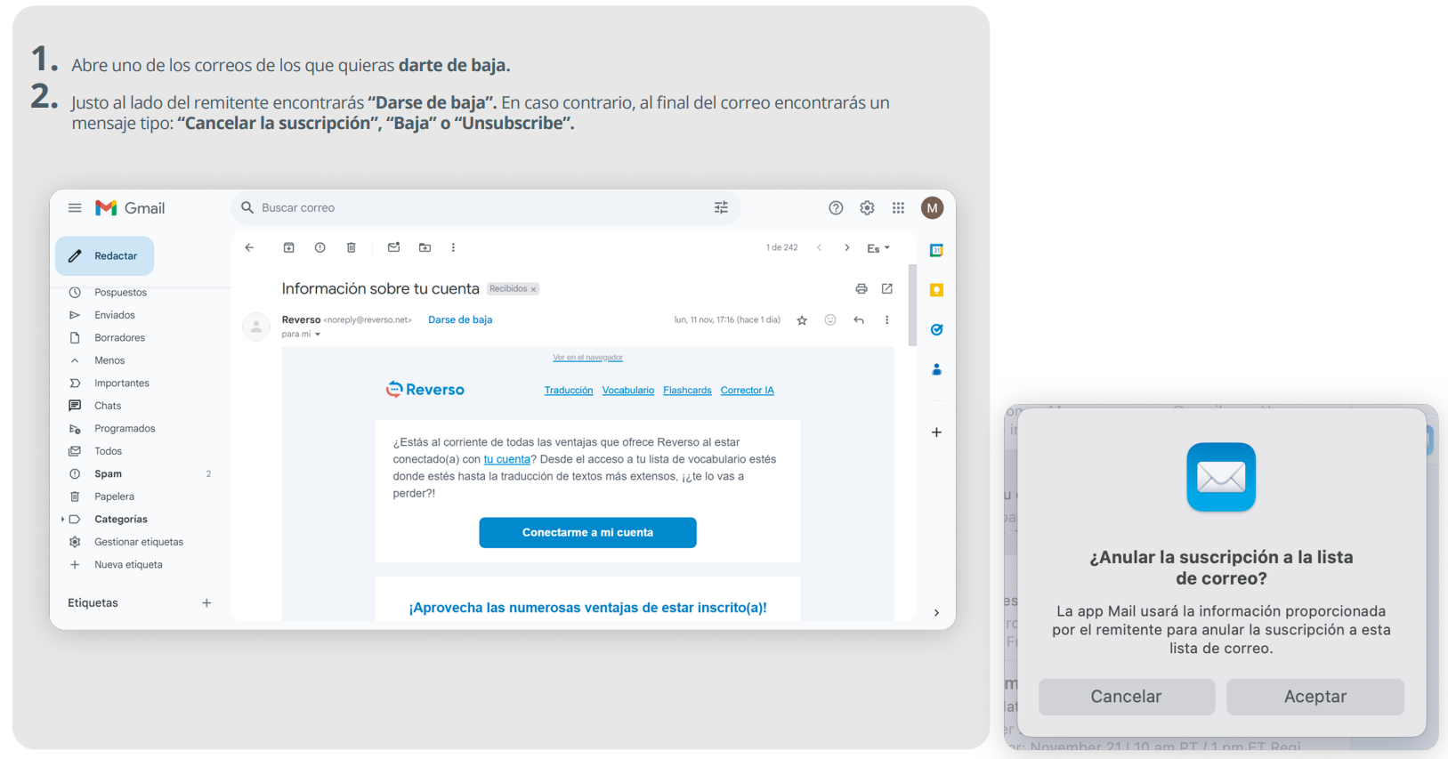 Baja de suscripciones